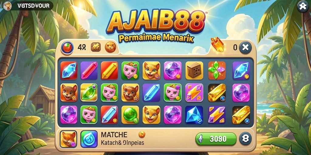 Tampilan gameplay AJAIB88 yang seru saat mencocokkan item Match-3.