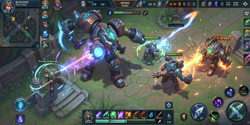 Tangkapan layar gameplay seru dalam BOS5000 tunjukkan aksi pertarungan.