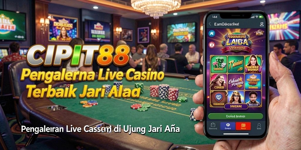Screenshot gameplay CIPIT88 menampilkan dealer langsung dan suasana kasino.