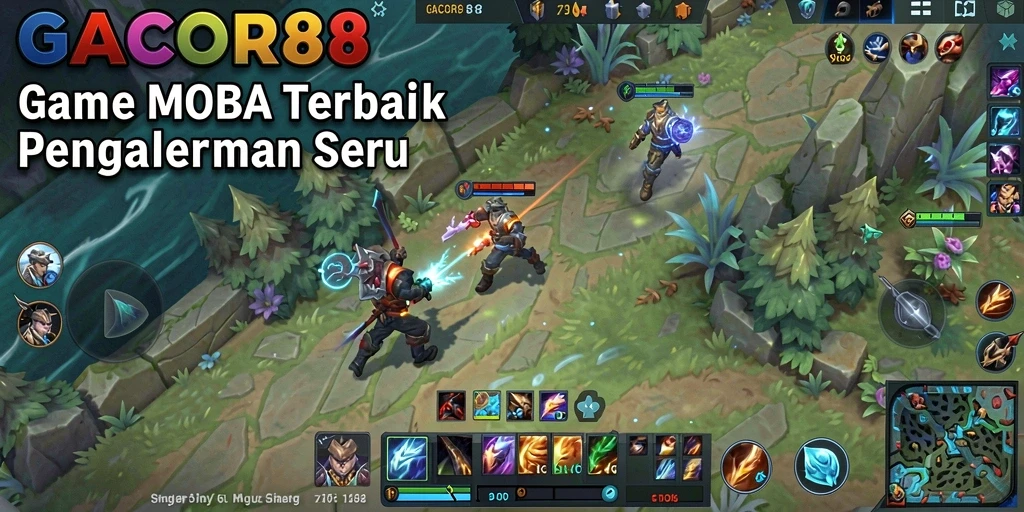 Screenshot GACOR88 menampilkan aksi seru dalam game MOBA.