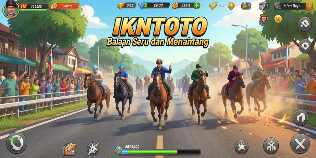 Screenshot gameplay menunjukkan aksi balapan mendebarkan di IKNTOTO.