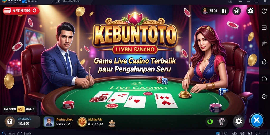 Screenshot gameplay KEBUNTOTO menunjukkan dealer langsung berinteraksi dengan pemain.