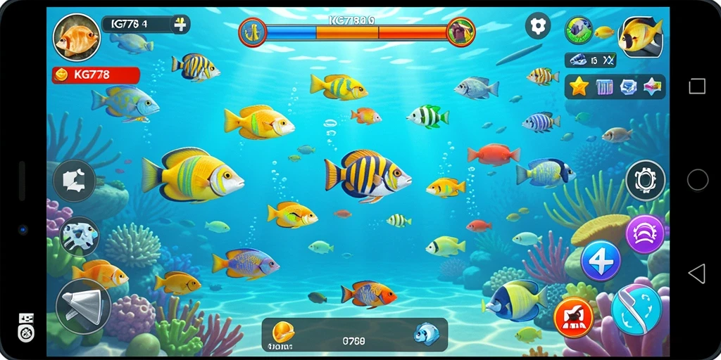 Screenshot game KG778 yang menunjukkan aksi Tembak Ikan yang seru.