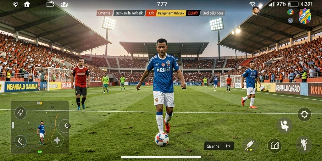 Gameplay L777 menampilkan aksi sepak bola yang mendebarkan dan realistis.