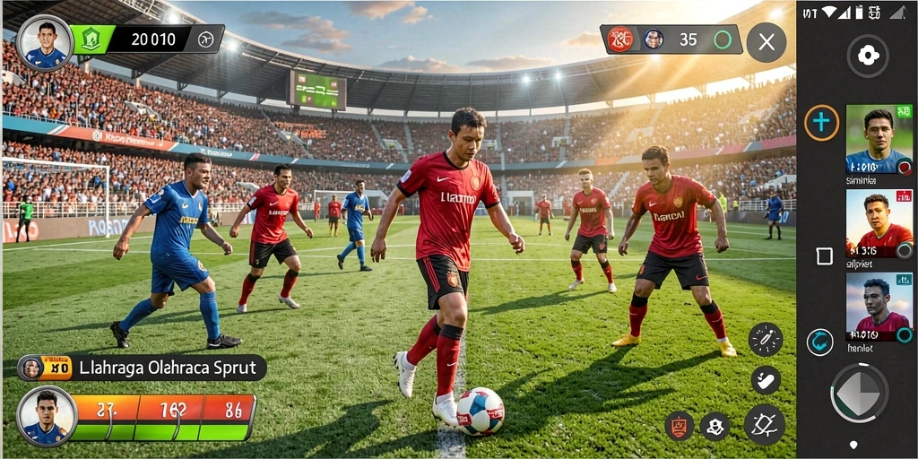 Tampilan dinamis gameplay LATOTO dengan berbagai cabang olahraga.