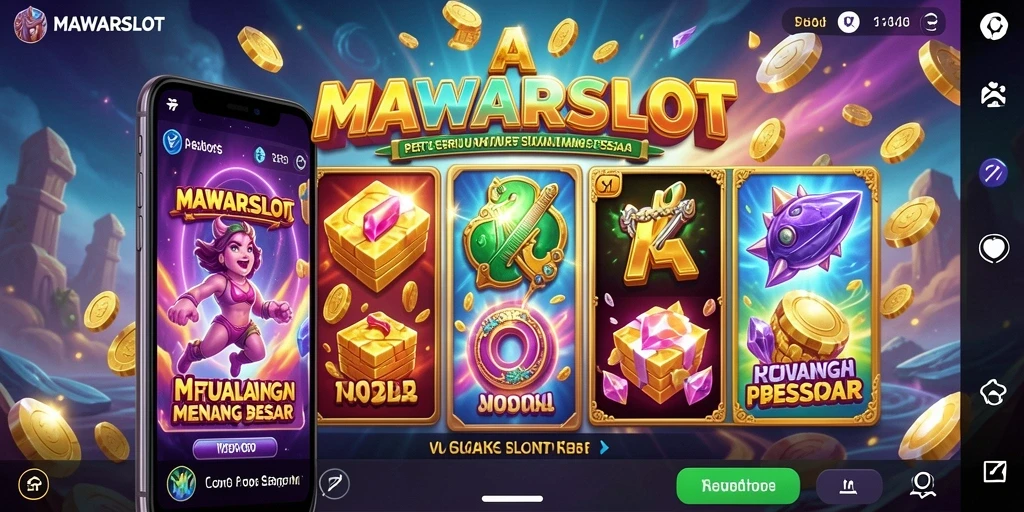 Gameplay menarik MAWARSLOT menampilkan simbol slot yang berkilauan.