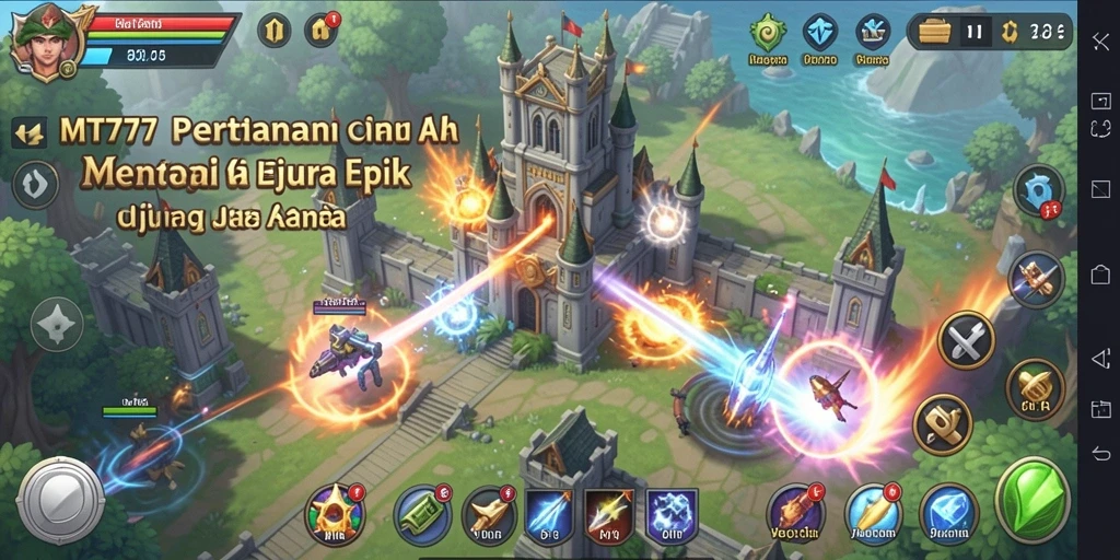 Tampilan gameplay MT777 yang mendebarkan dan strategis di Tower Defense.