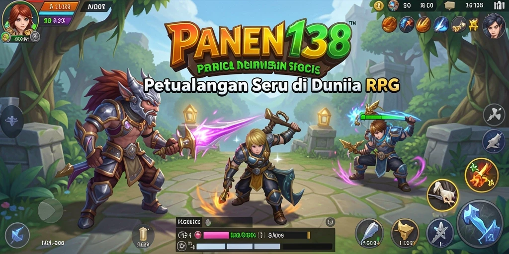 Tangkapan layar gameplay PANEN138 menampilkan pertarungan epik dan petualangan seru.