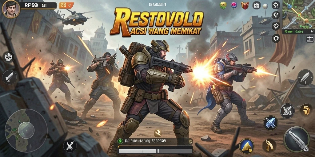 Screenshot menampilkan aksi mendebarkan dalam RP99 saat menghadapi musuh.
