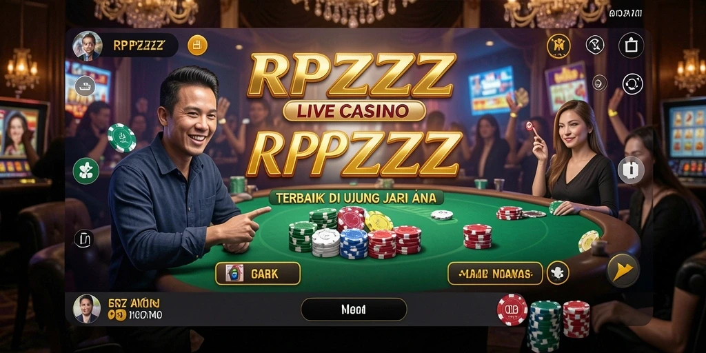 Tampilan gameplay seru di RPZZZ Live Casino dengan dealer langsung.