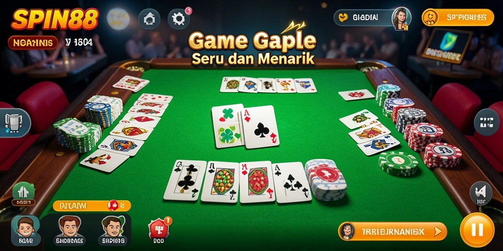 Screenshot SPIN88 menunjukkan gameplay Gaple yang seru dan interaktif.