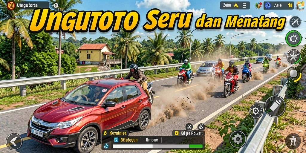Tampilan menarik dari gameplay balapan UNGUTOTO yang seru.