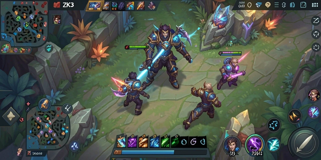 Gameplay ZK3 menampilkan pertempuran intens antar karakter MOBA.